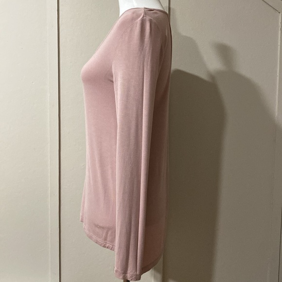 Dusty Rose Long Sleeve Top w/ Asymmetrical Straps, Size XS - Picture 2 of 6